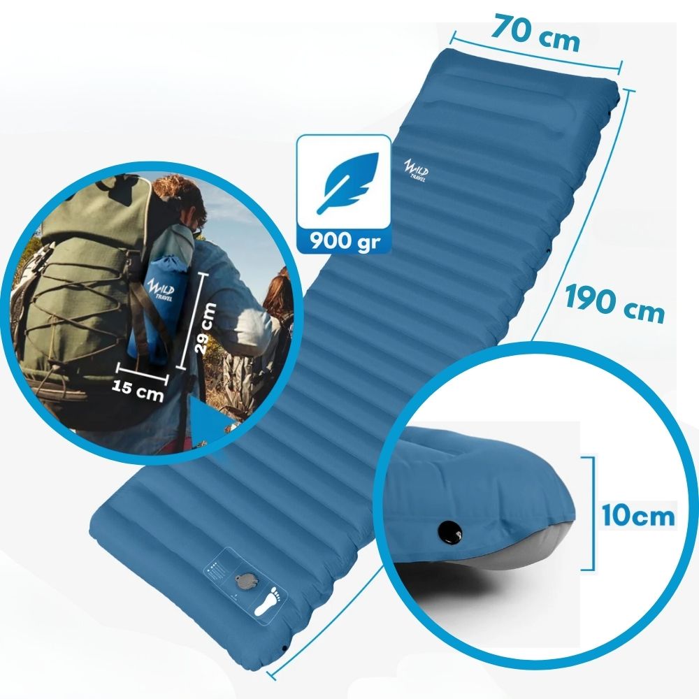 COLCHONETA INFLABLE DE TREKKING Y CAMPING ULTRALIGERA TRAILMAT WILD TRAVEL - 3