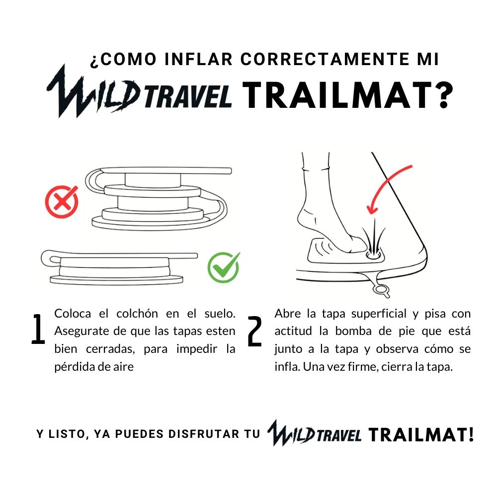 COLCHONETA INFLABLE DE TREKKING Y CAMPING ULTRALIGERA TRAILMAT WILD TRAVEL - 10