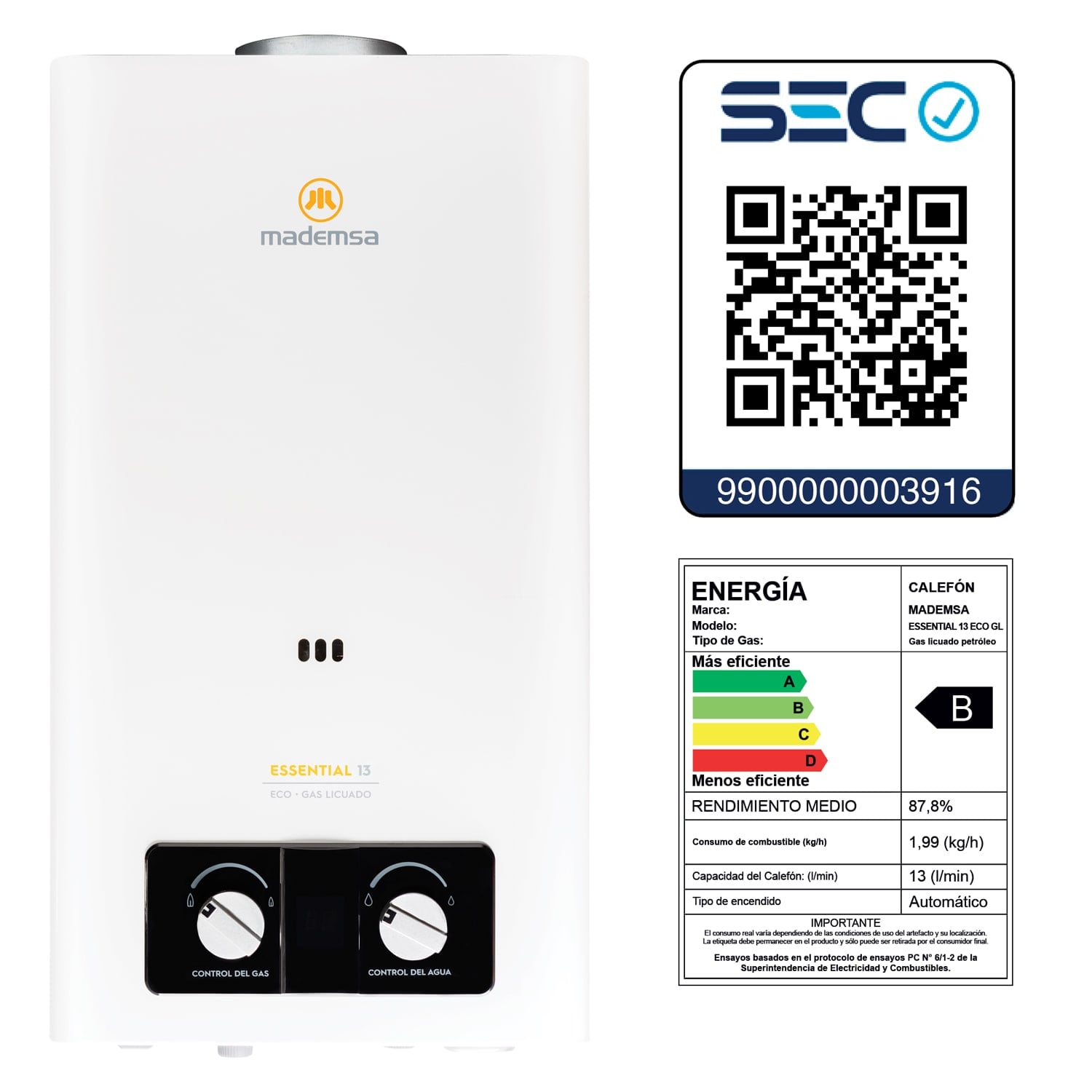 CALEFONT A GAS LICUADO 13 L MADEMSA TIRO NATURAL ESSENTIAL 13 ECO - 9