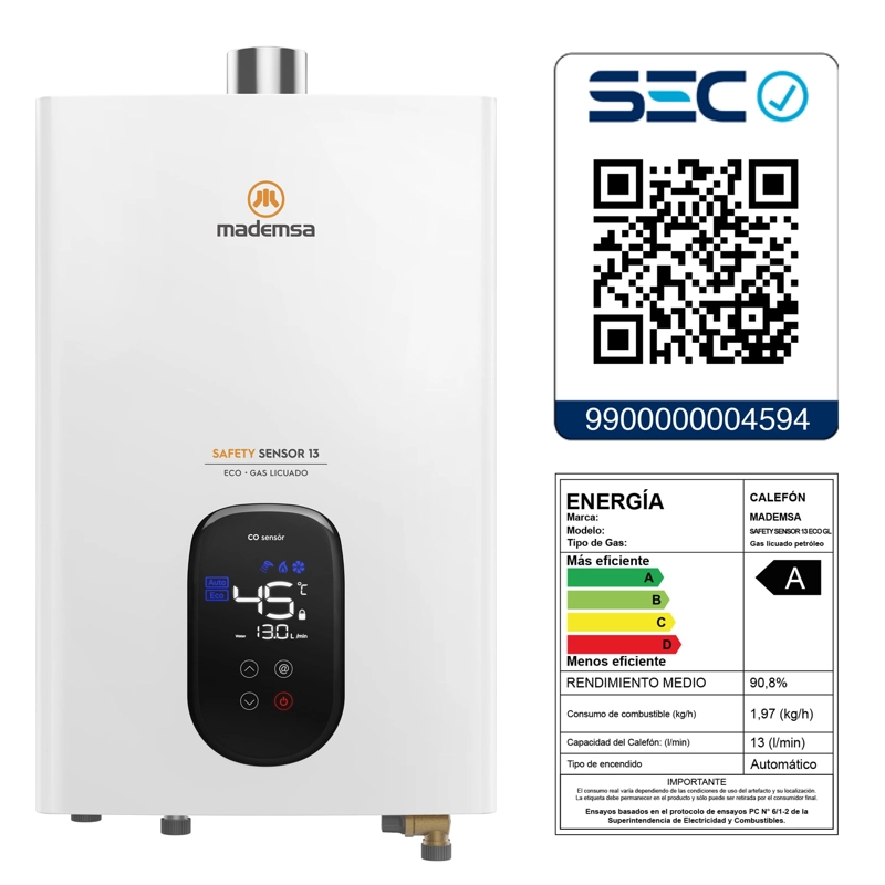 CALEFONT A GAS LICUADO 13 L MADEMSA TIRO FORZADO SENSOR 13 ECO - 11