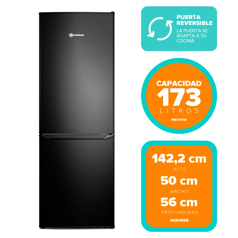 REFRIGERADOR MADEMSA FRÍO DIRECTO BOTTOM FREEZER MED165B 173L - 4