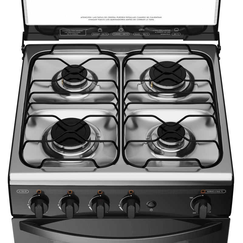 COCINA A GAS MADEMSA M 775 BT 4 PLATOS LIMPIAFÁCIL Y TIMER NEGRA - 8