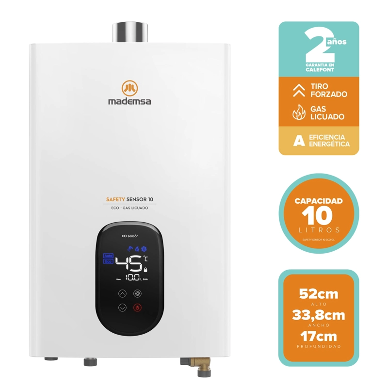 CALEFONT GAS LICUADO 10 LITROS TIRO FORZADO SENSOR 10 ECO - 5