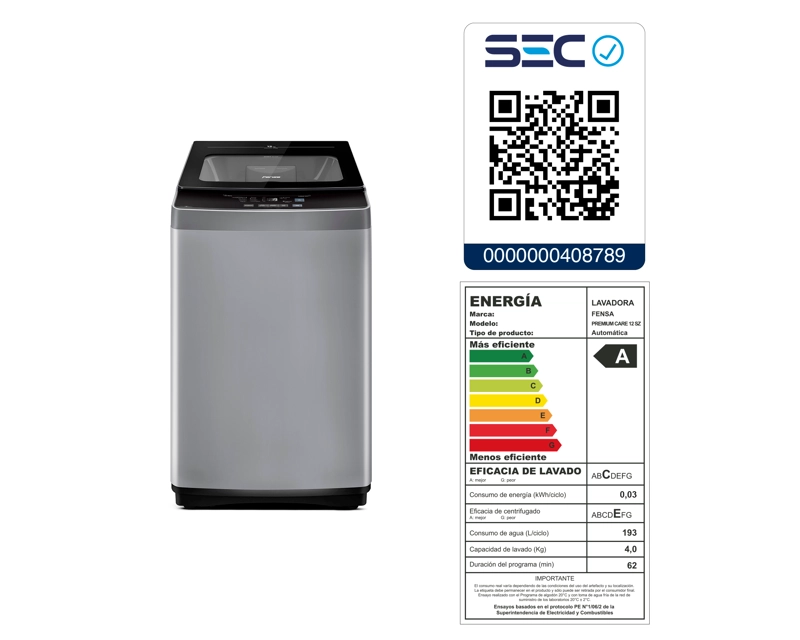 LAVADORA AUTOMATICA 12KG CARGA SUPERIOR PREMIUM CARE 12SZ - 10