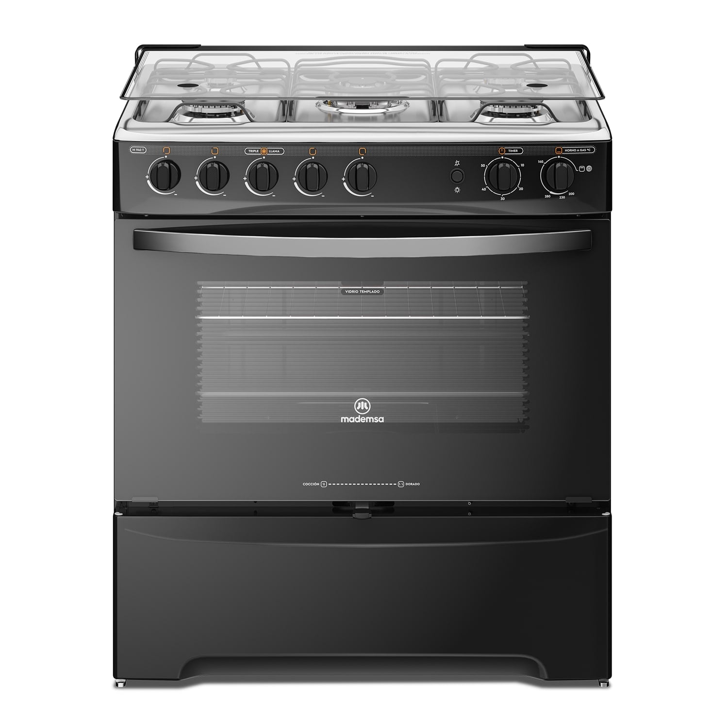 COCINA A GAS MADEMSA 5 PLATOS M940T TRIPLE LLAMA NEGRA - 1