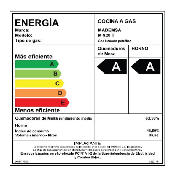 COCINA A GAS MADEMSA 6 PLATOS QUEMADORES LATERALES M 820 T - 3