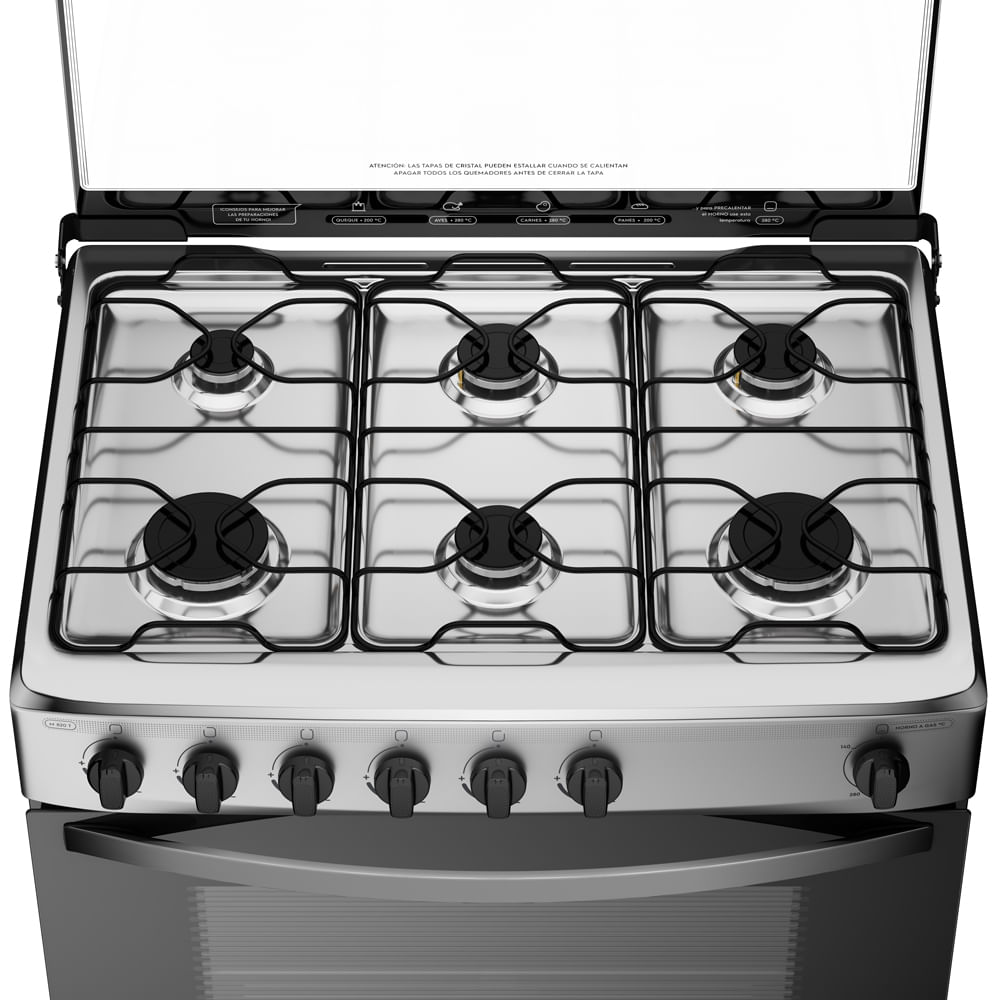 COCINA A GAS MADEMSA 6 PLATOS QUEMADORES LATERALES M 820 T - 6