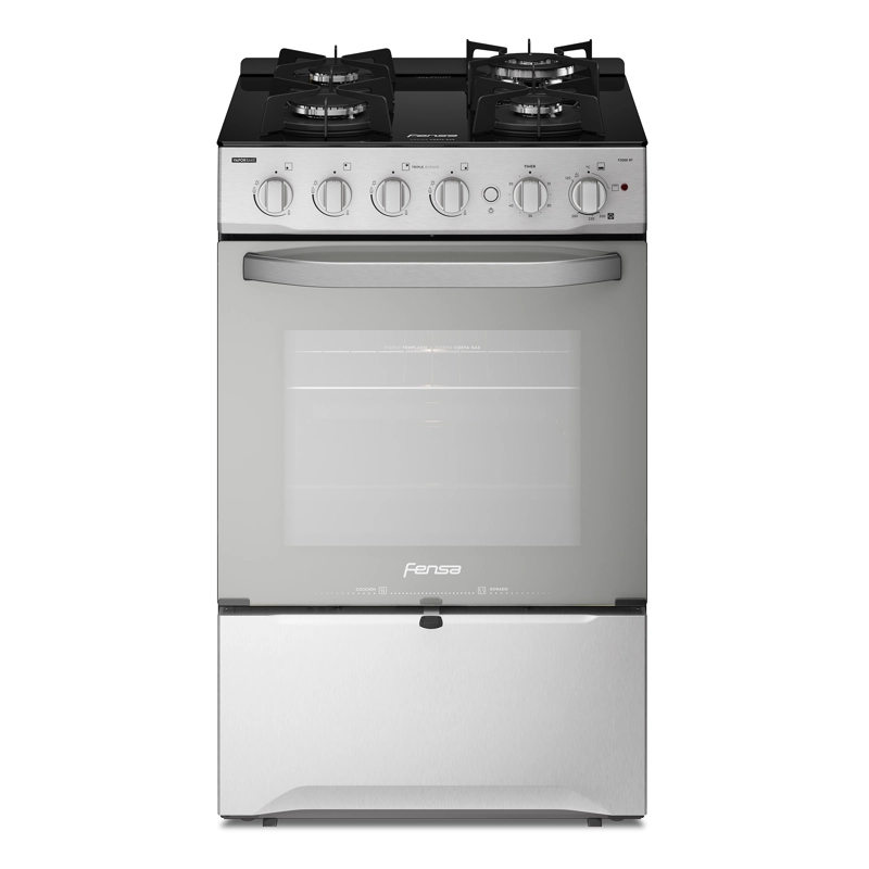 COCINA A GAS FENSA F 3000 RT 4 PLATOS CUBIERTA VIDRIO INOX