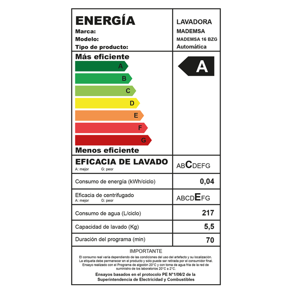 LAVADORA AUTOMATICA 16KG DISOLUCION MAXIMA 16 BZG BLANCA - 3