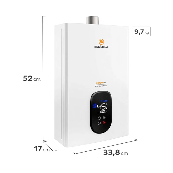 CALEFONT A GAS NATURAL 10 L MADEMSA TIRO FORZADO FORCED 10 ECO - 4