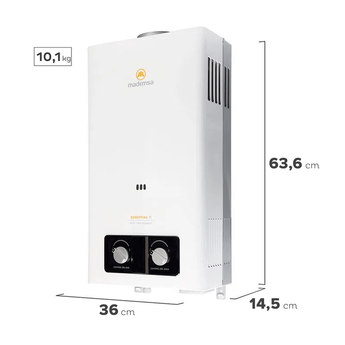 CALEFONT MADEMSA 11L GL ESSENTIAL ECO GAS LICUADO 11 LITROS TIRO ESSENTIAL - 4