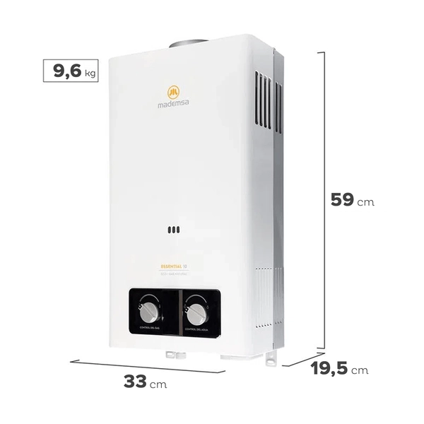 CALEFONT A GAS NATURAL 10 L MADEMSA TIRO NATURAL ESSENTIAL 10 ECO - 4