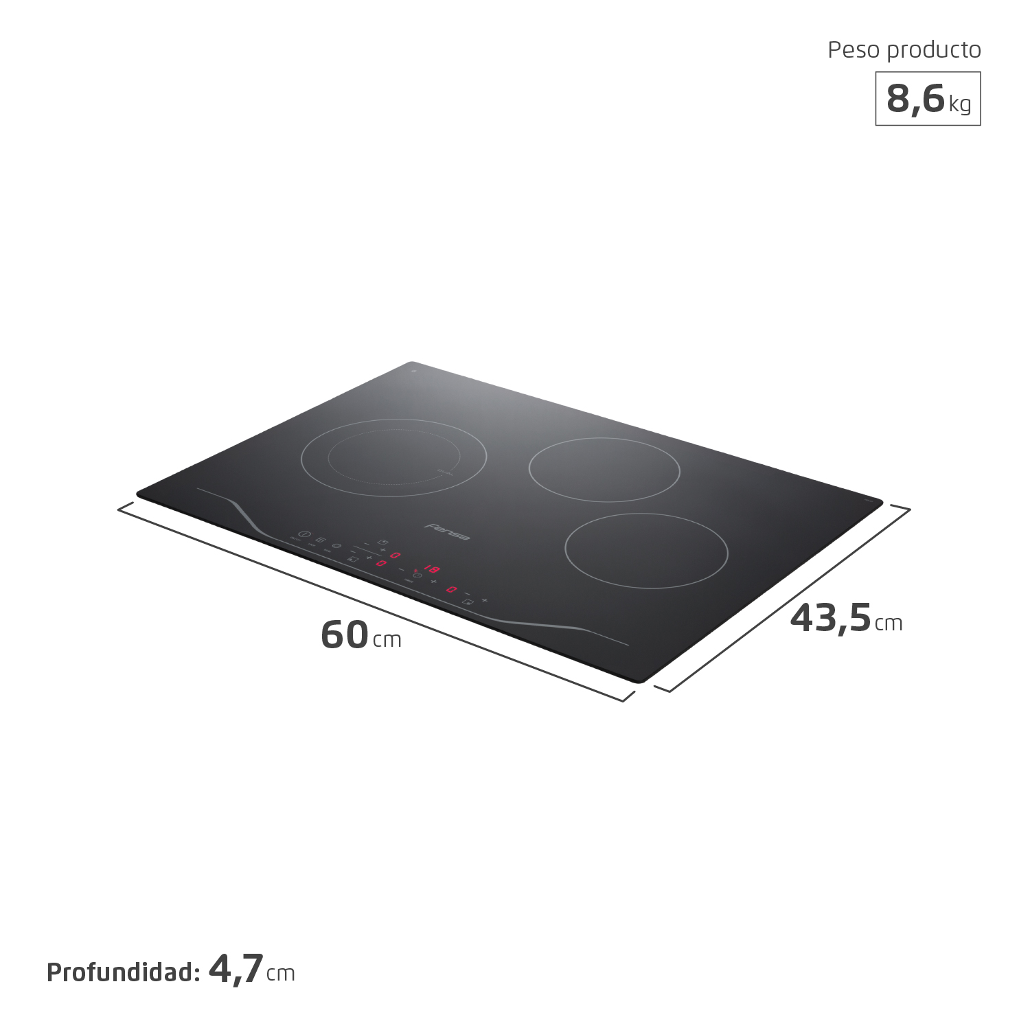 ENCIMERA VITROCERÁMICA ELÉCTRICA FENSA 3 PLATOS FEV 3T - 4