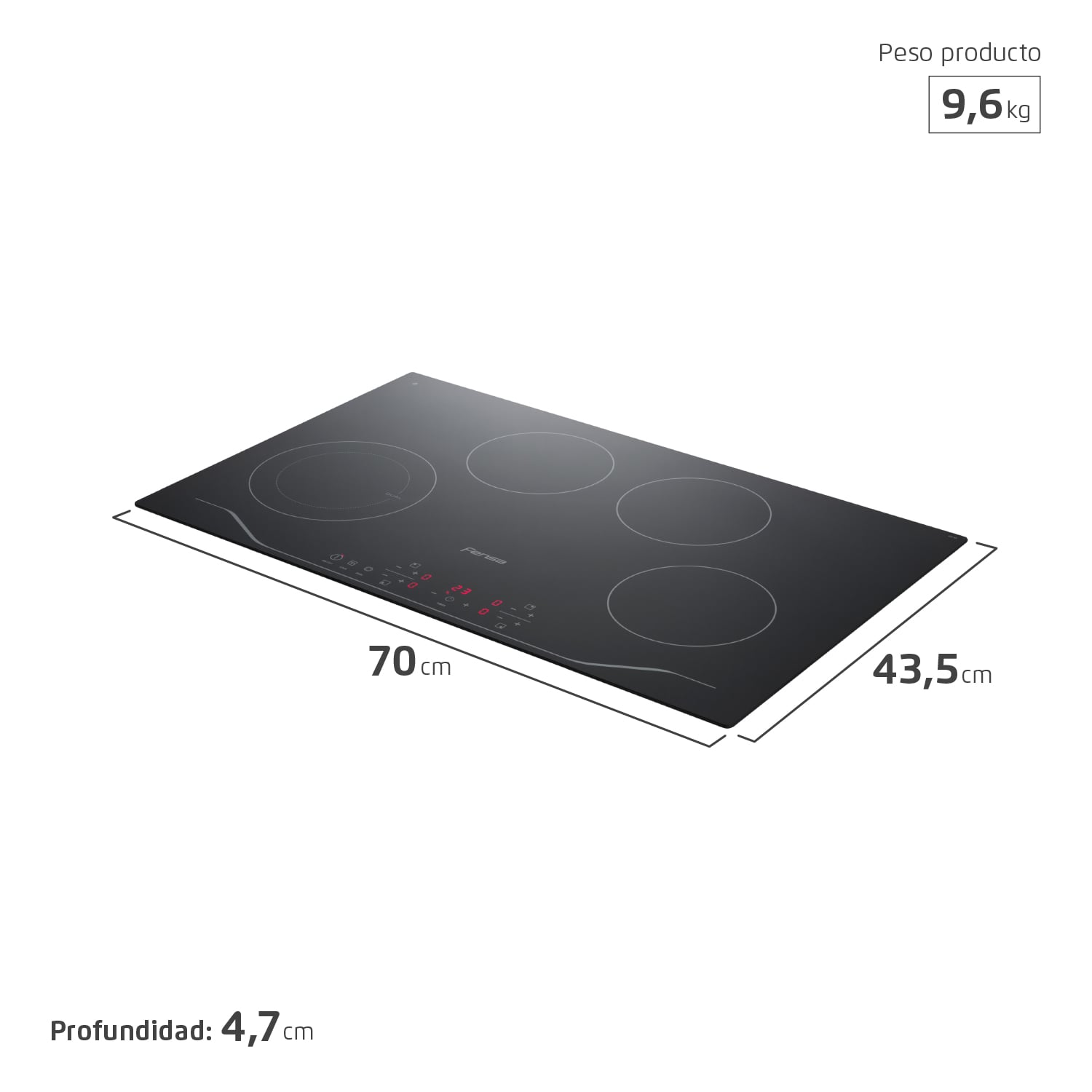 ENCIMERA VITROCERÁMICA ELÉCTRICA FENSA 4 PLATOS FEV 4T - 4
