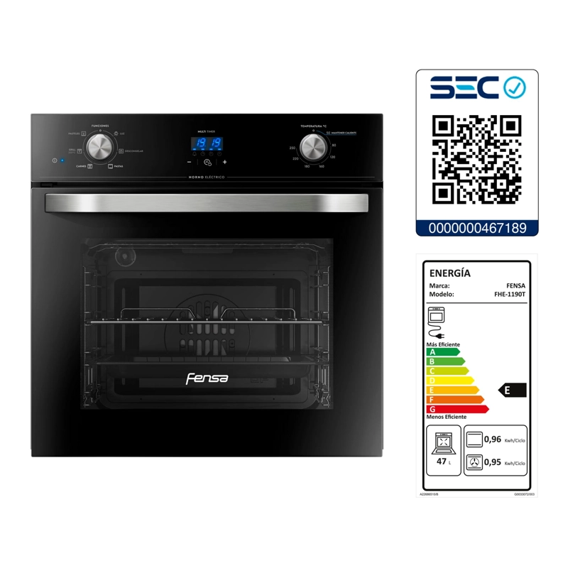 HORNO EMPOTRABLE ELE CTRICO FENSA 59L TIMER DIGITAL FHE 1190T - 3