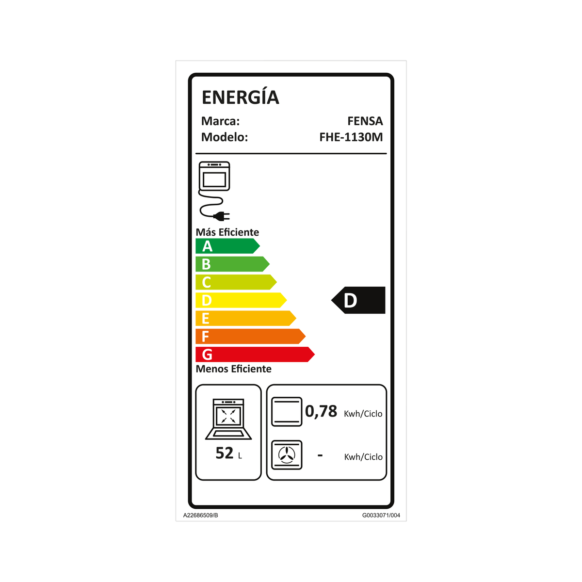 HORNO EMPOTRABLE FENSA FHE 1130M ELÉCTRICO 59L MANTENER CALIENTE - 3