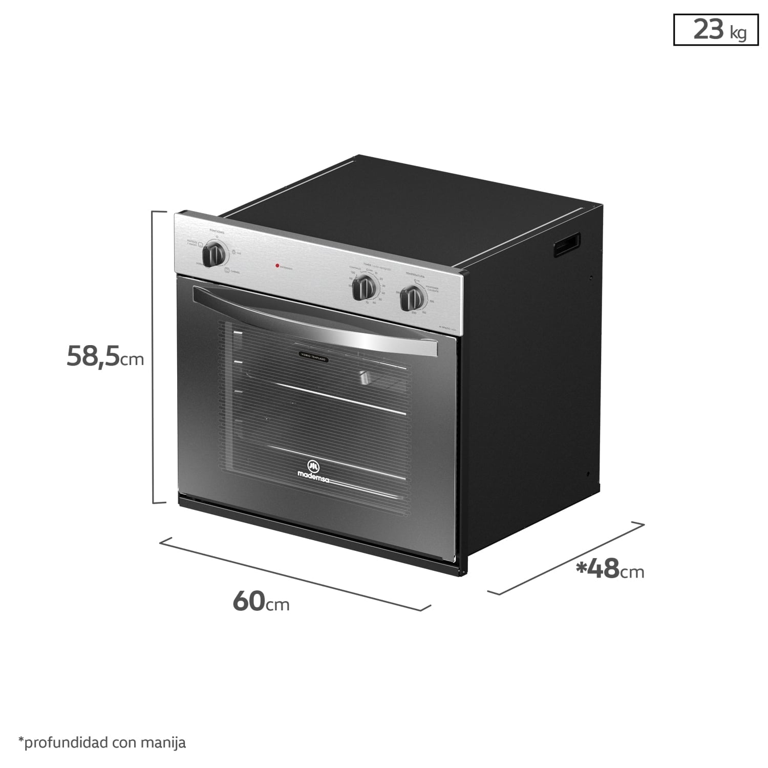 HORNO EMPOTRABLE MADEMSA M SPAZIO140 A ELÉCTRICO 66L TIMER M SPAZIO 140A NEGRO - 4