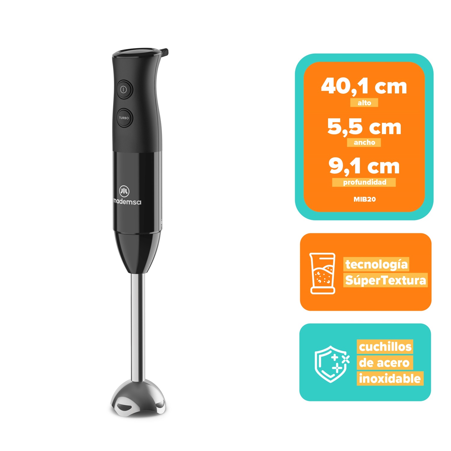 Minipimer 3 en 1 600 W Mademsa con 2 velocidades MIB20 - 4