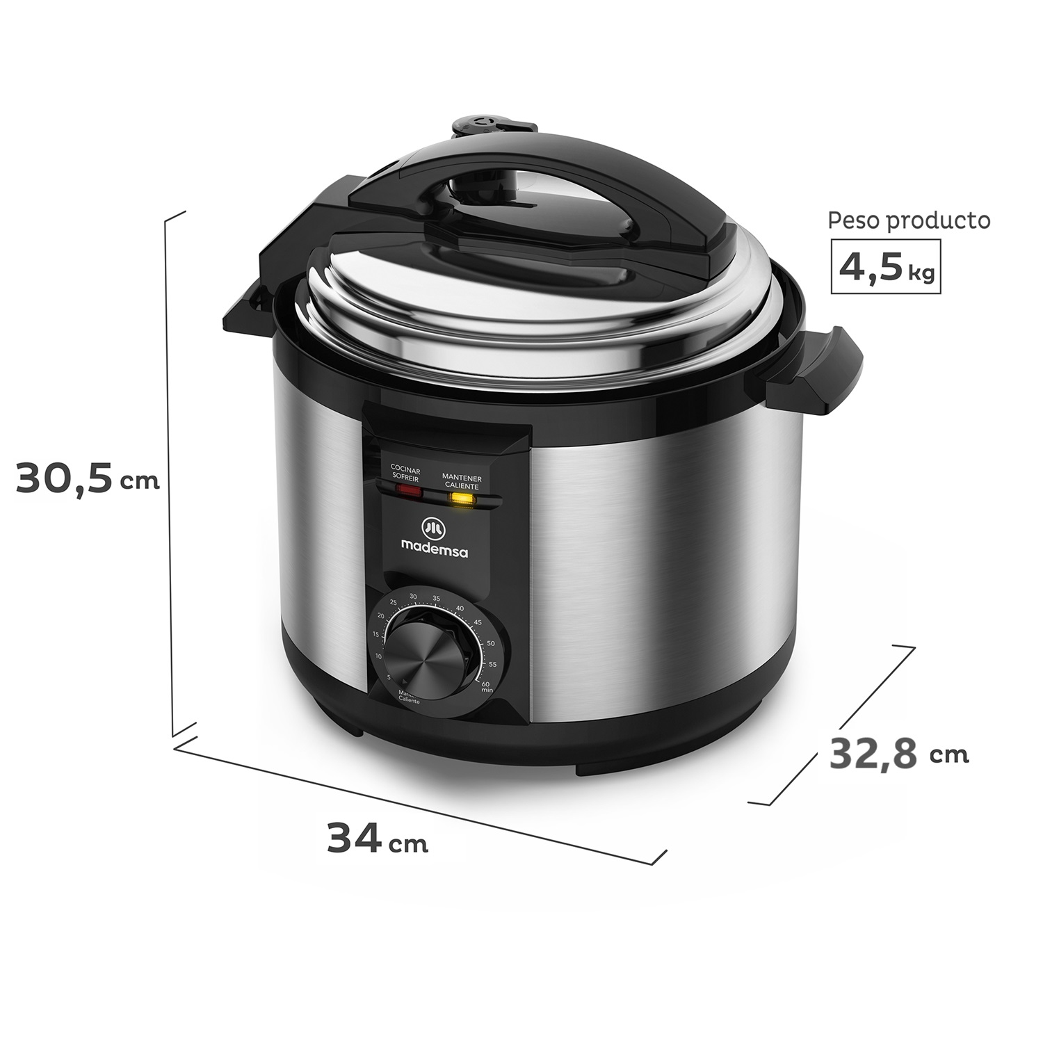 Olla Eléctrica Multicocción Mademsa 5L Temporizador MPC10 - 2