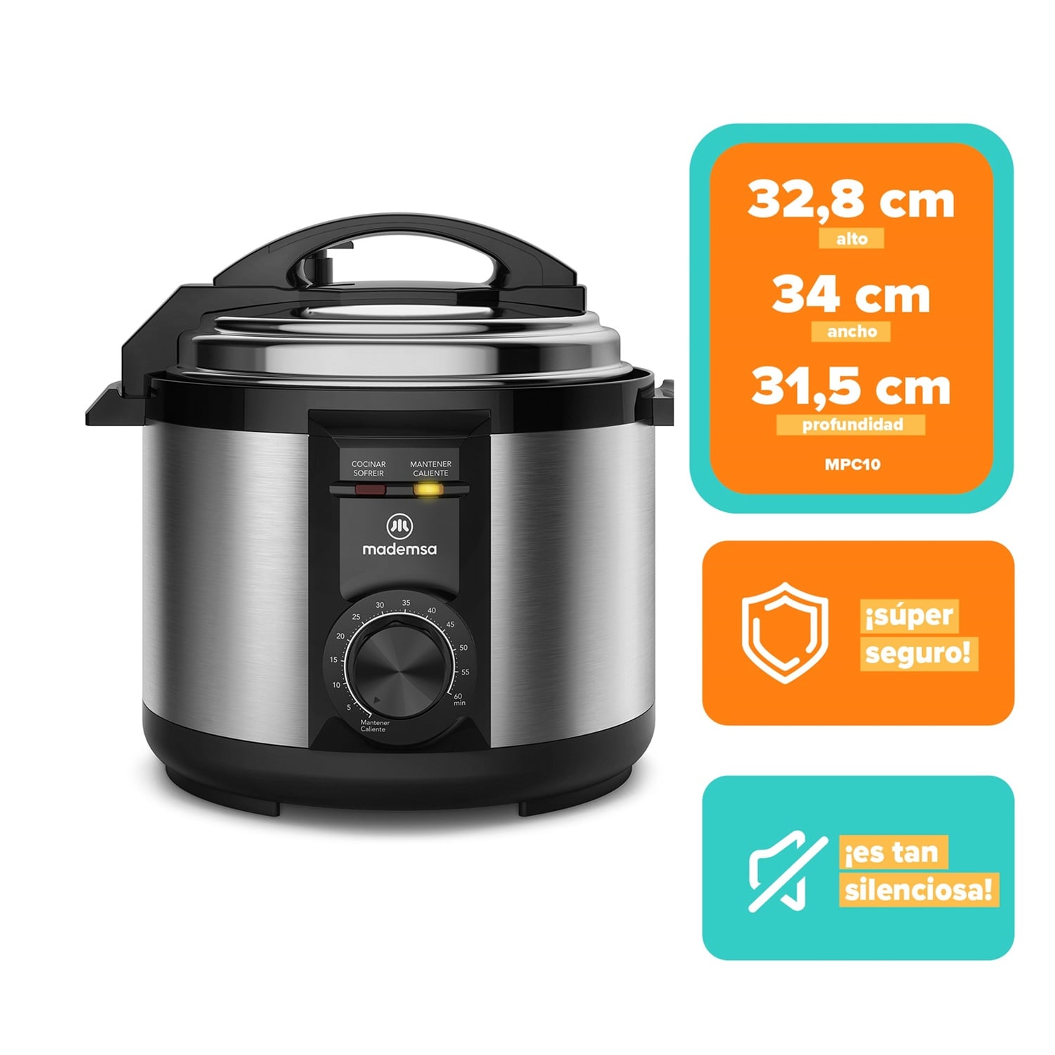 Olla Eléctrica Multicocción Mademsa 5L Temporizador MPC10 - 3