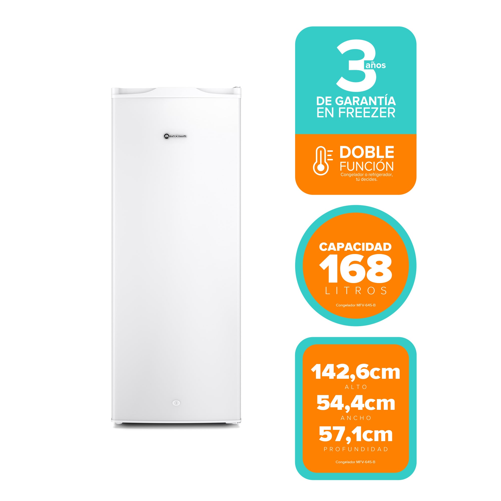 Congelador Freezer Vertical 168L Frío Directo MFV645B - 5
