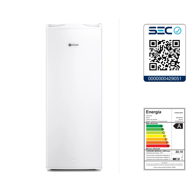 Congelador Freezer Vertical 168L Frío Directo MFV645B - 11