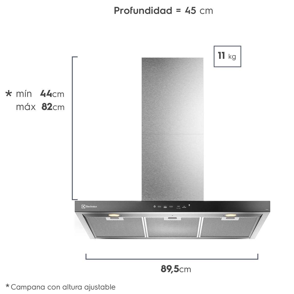 Campana Cocina Decorativa Electrolux Pared 90cm Timer CE9TF - 2