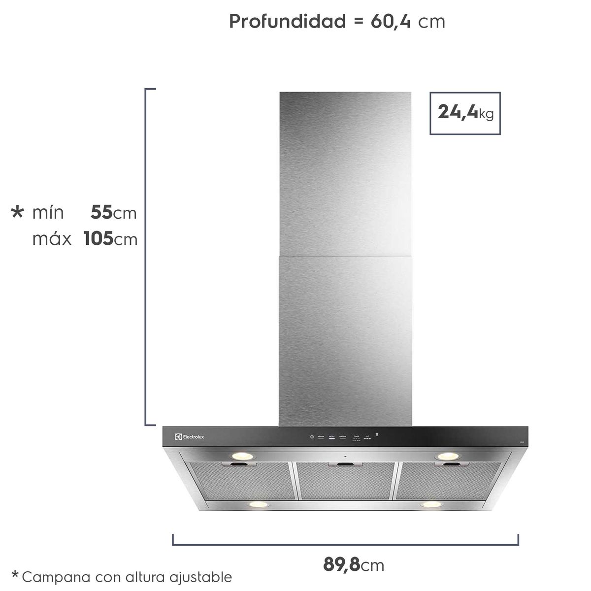 Campana Cocina Decorativa Electrolux Isla 90cm Timer CE9IF - 2