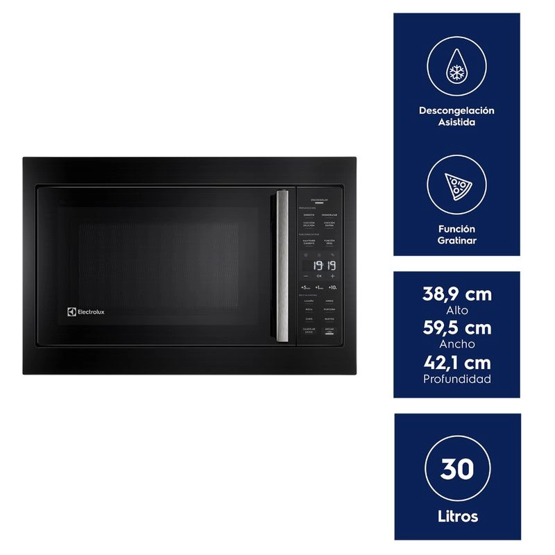MICROONDAS EMPOTRABLE ELECTROLUX 32 LITROS DIGITAL GRILL ME3EP NEGRO - 3