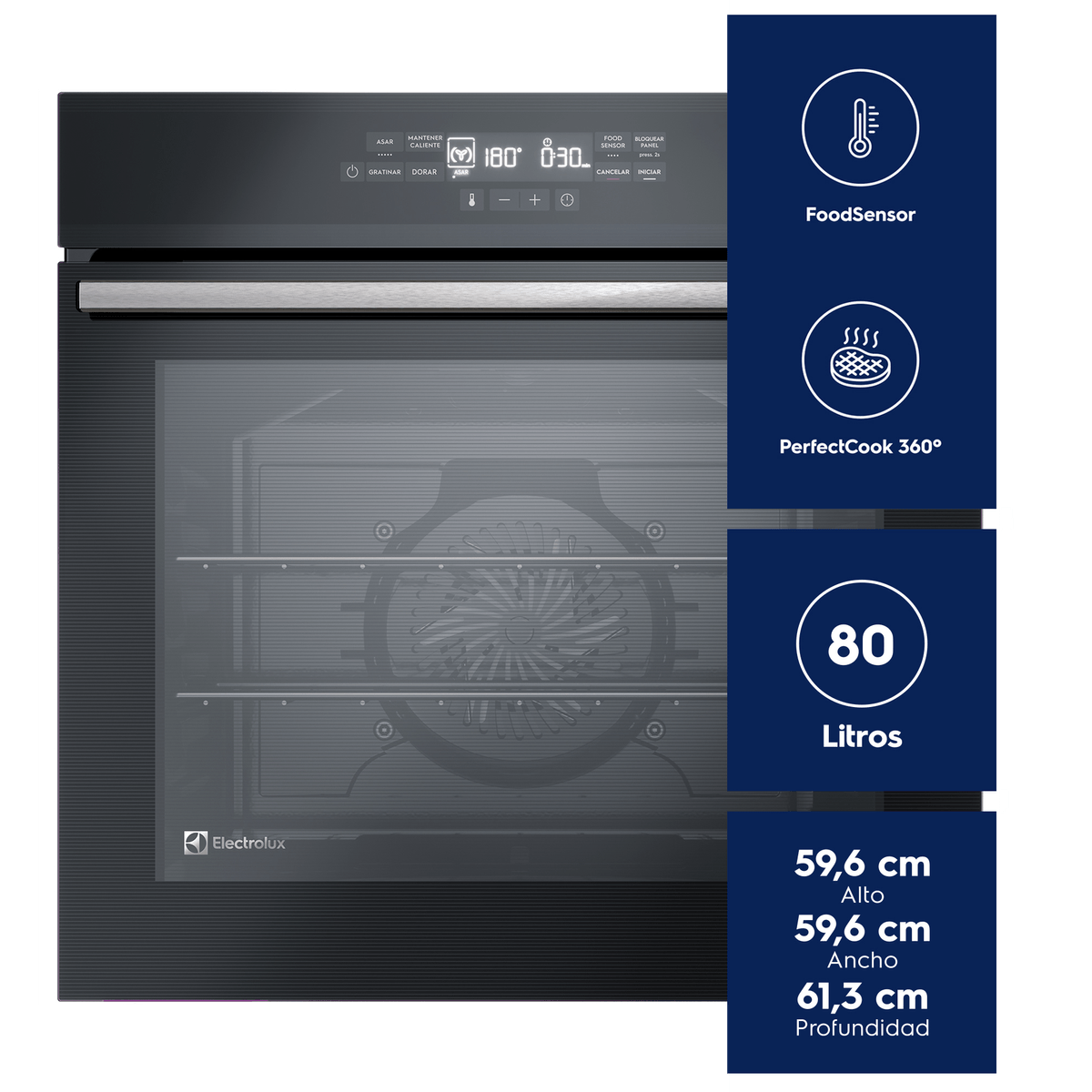 HORNO EMPOTRABLE ELECTROLUX OE8EF ELÉCTRICO 80 LITROS FOODSENSOR - 5