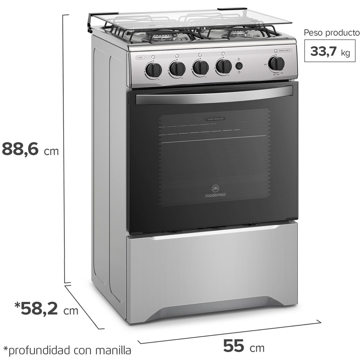 Cocina a Gas 4 Platos Mademsa Botón de Encendido M 520 T - 2