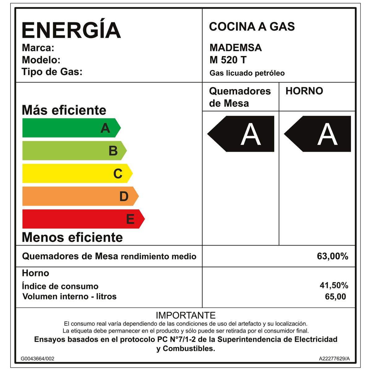 Cocina a Gas 4 Platos Mademsa Botón de Encendido M 520 T - 9