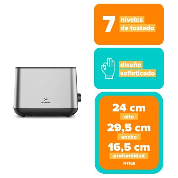 Tostador Mademsa con 7 Niveles de Tostado 800W MTS25 - 3