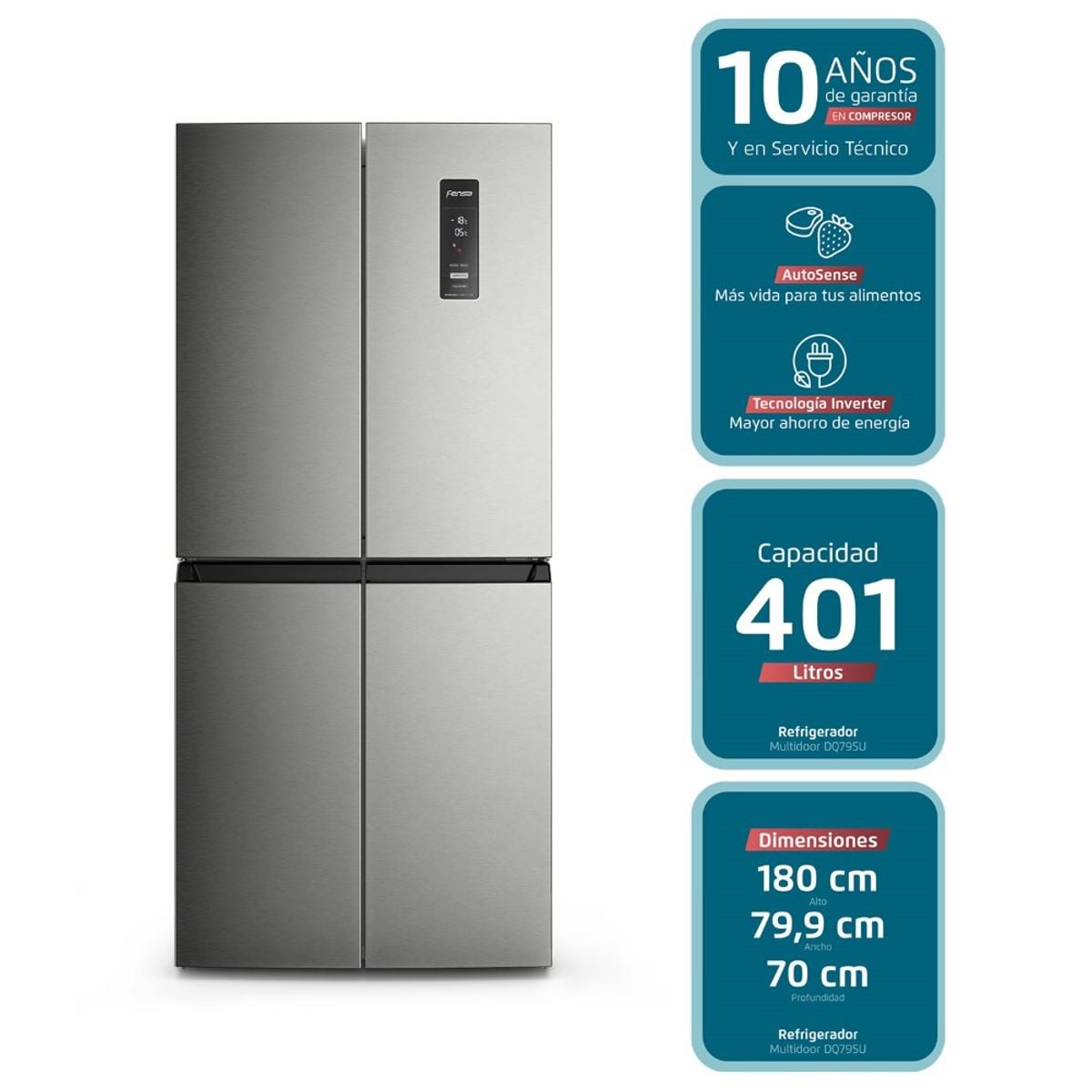 Refrigerador Fensa 401L No Frost 4 Puertas Inverter DQ79SU - 3