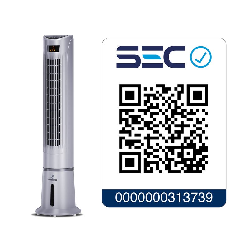 ENFRIADOR DE AIRE DE TORRE MADEMSA 45W CONTROL REMOTO TFM10 - 8