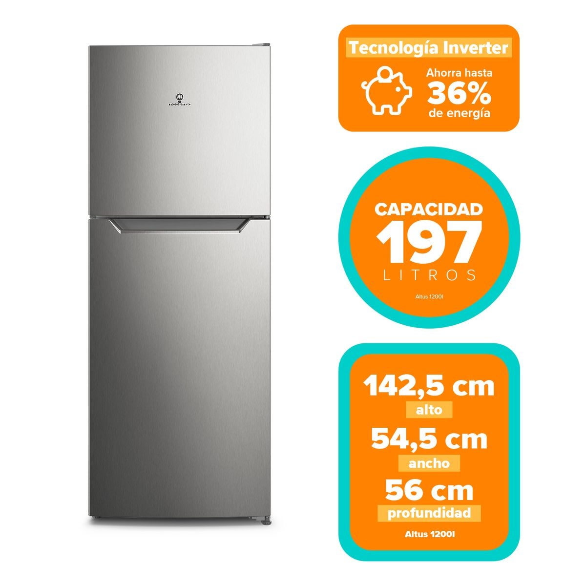 REFRIGERADOR 197L NO FROST TOP FREEZER INVERTER ALTUS 1200 I - 5