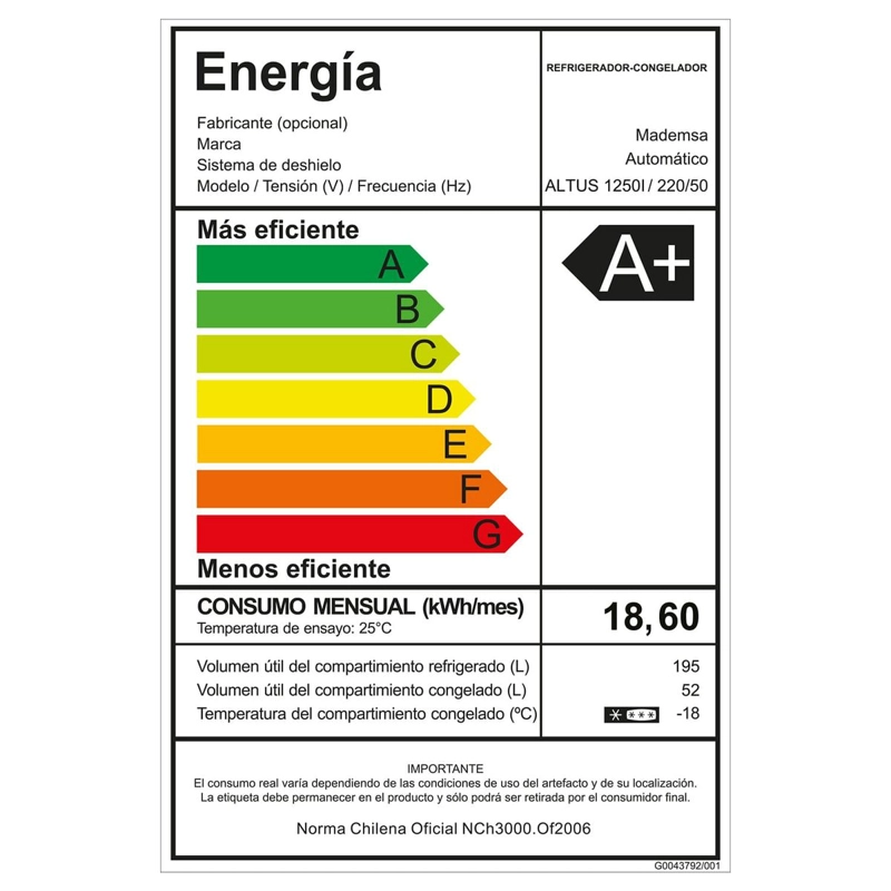 REFRIGERADOR MADEMSA 247L NO FROST TOP FREEZER INVERTER ALTUS 1250 B - 9