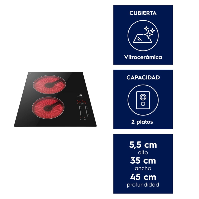 ENCIMERA ELE CTRICA 2 PLATOS VITROCERAMICA PANEL TOUCH VE3ST - 5