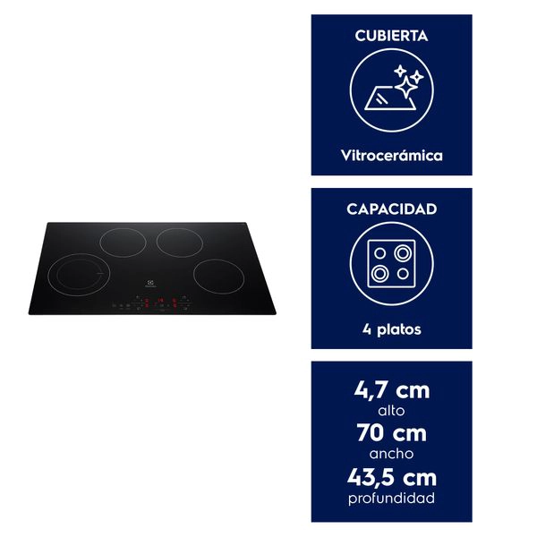 ENCIMERA ELE CTRICA 4 PLATOS VITROCERAMICA PANEL TOUCH VE7DT - 5