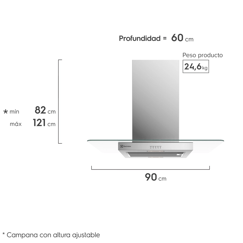 CAMPANA COCINA ISLA DECORATIVA 90CM LUZ LED CE9IX INOX - 3