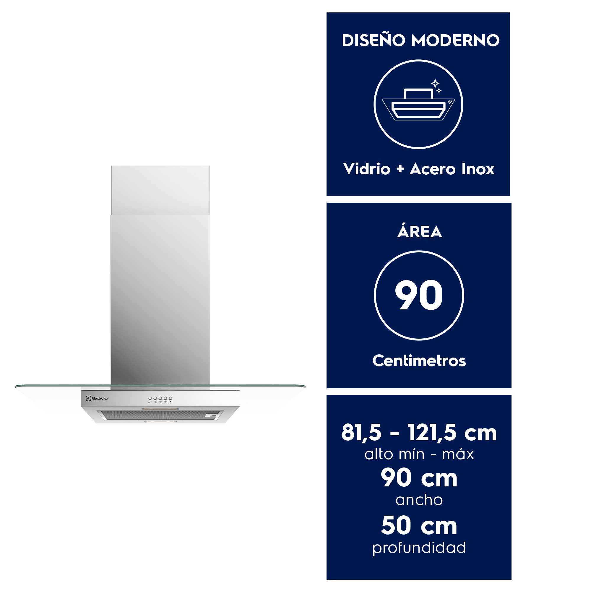 CAMPANA COCINA ISLA DECORATIVA 90CM LUZ LED CE9IX INOX - 4