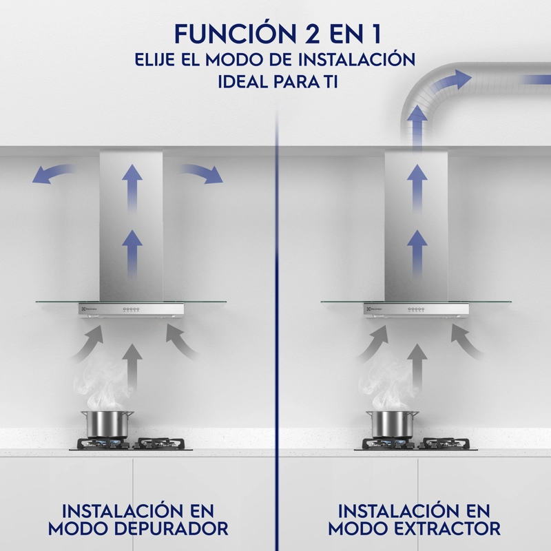 CAMPANA COCINA ISLA DECORATIVA 90CM LUZ LED CE9IX INOX - 8