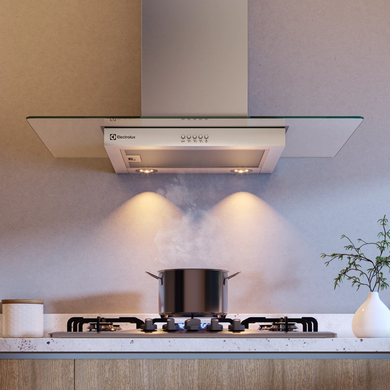 CAMPANA COCINA PARED DECORATIVA 90CM LUZ LED CE9VX INOX - 5