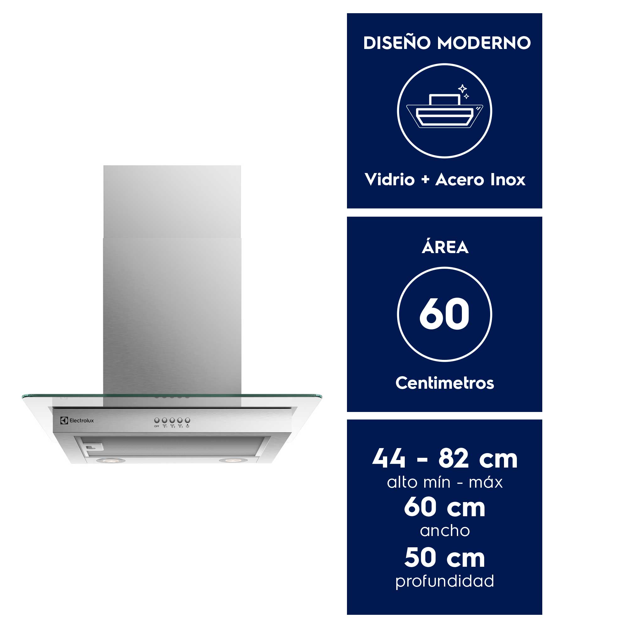 CAMPANA COCINA PARED DECORATIVA 60CM LUZ LED CE6VX INOX - 4