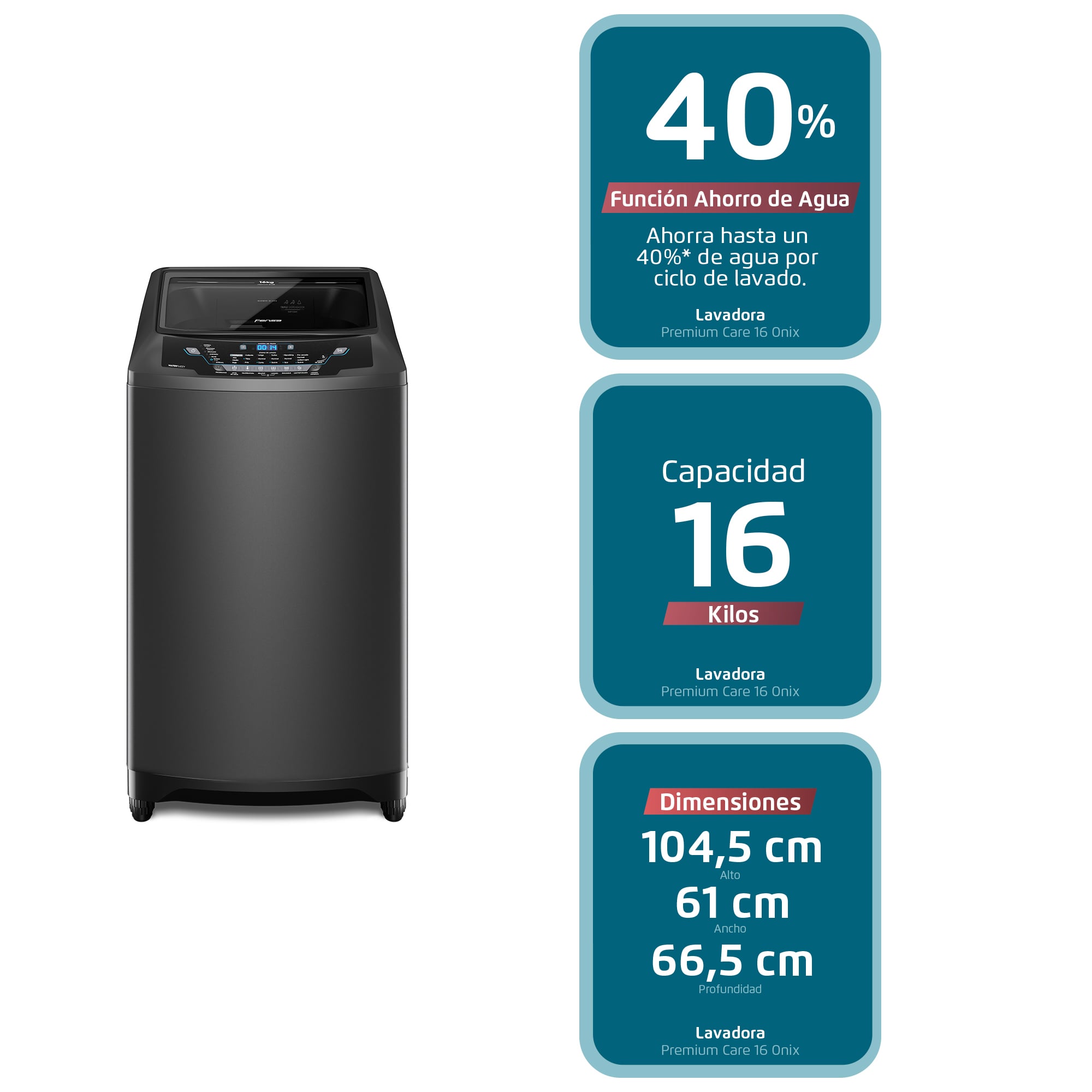 LAVADORA AUTOMATICA 16KG CARGA SUPERIOR PREMIUM CARE 16 ONIX - 7