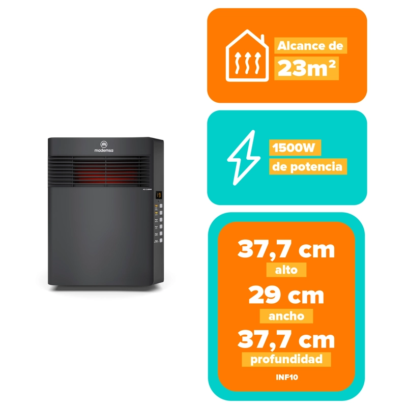 ESTUFA ELE CTRICA MADEMSA INFRARROJA 1500W DIGITAL ECO INF10 - 4