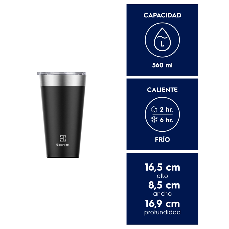 VASO TE RMICO MUG ELECTROLUX 560 ML CON TAPA SENSE NEGRO - 2