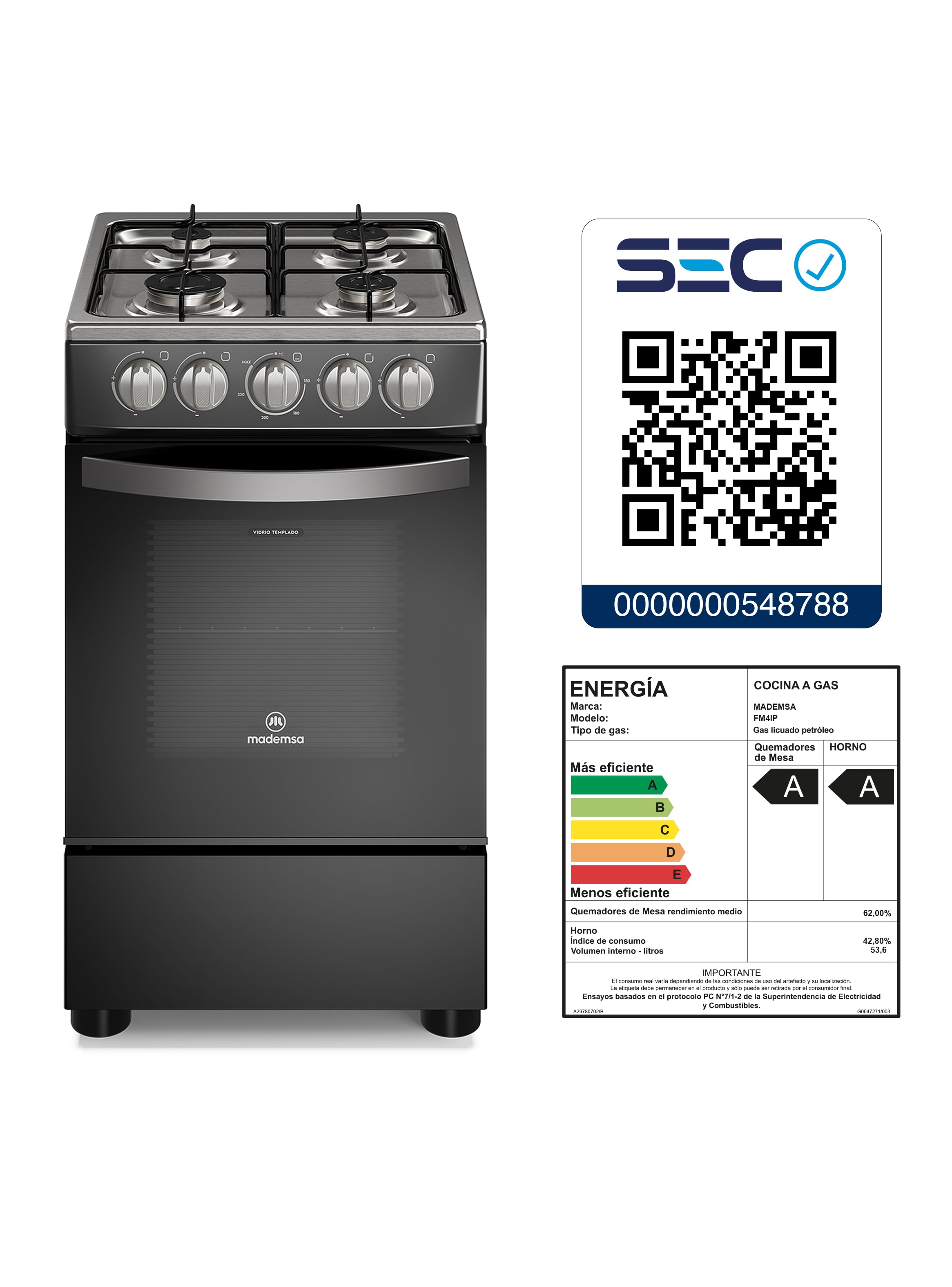 COCINA A GAS 4 PLATOS LIMPIAFACIL Y PARRILLAS ALAMBRON FM4IP - 2