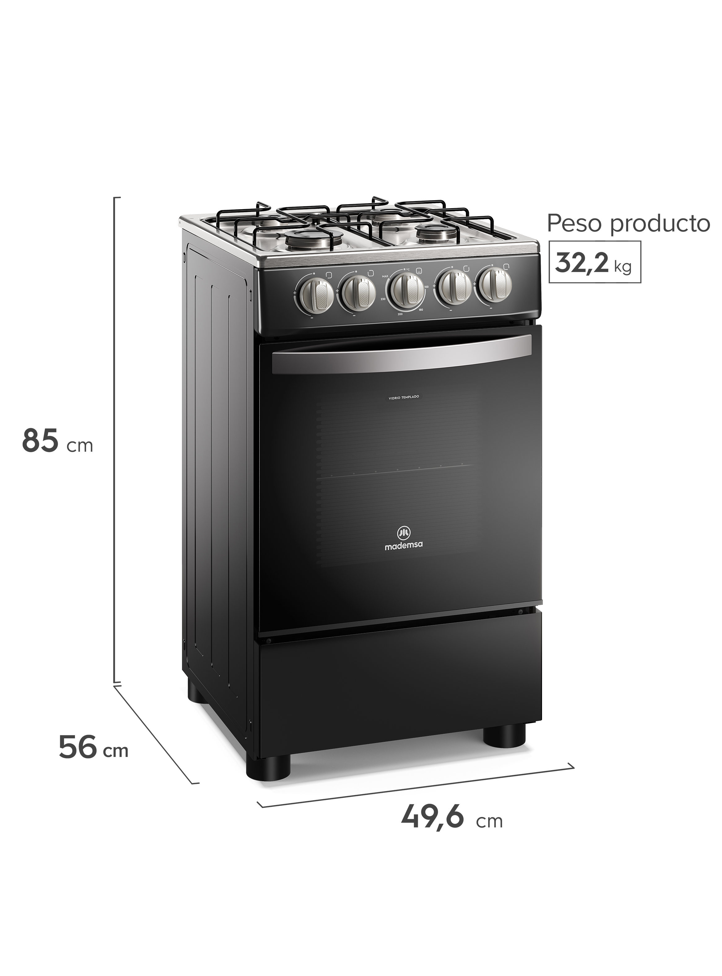 COCINA A GAS 4 PLATOS LIMPIAFACIL Y PARRILLAS ALAMBRON FM4IP - 5