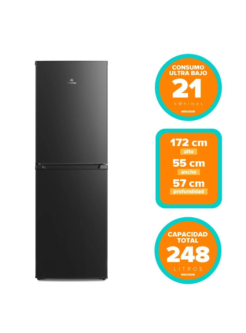 REFRIGERADOR 248L FRIO DIRECTO BOTTOM FREEZER MED250B NEGRO - 3
